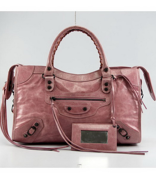 Balenciaga Motorcycle City Bag in pelle rosa Olio